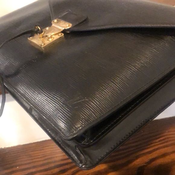 LOUIS VUITTON Black EPI Leather Serviette Ambassador Briefcase Tote Bag & Key - Picture 12 of 17